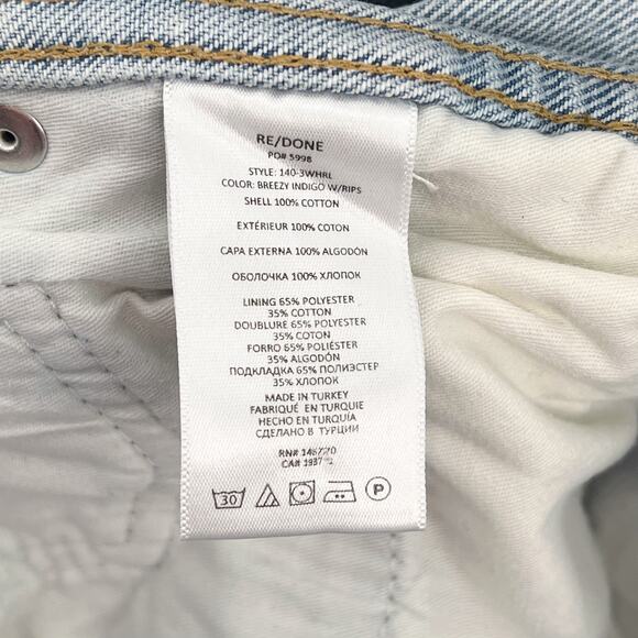 RE/DONE 90s High Rise Loose Distressed Jeans Breezy Indigo with Rips Size 26 - Picture 5 of 7